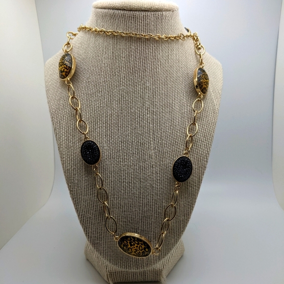 Jewelry - 3/$25 STATUS   Long Chain Fashion Necklace with Animal Print Beads.